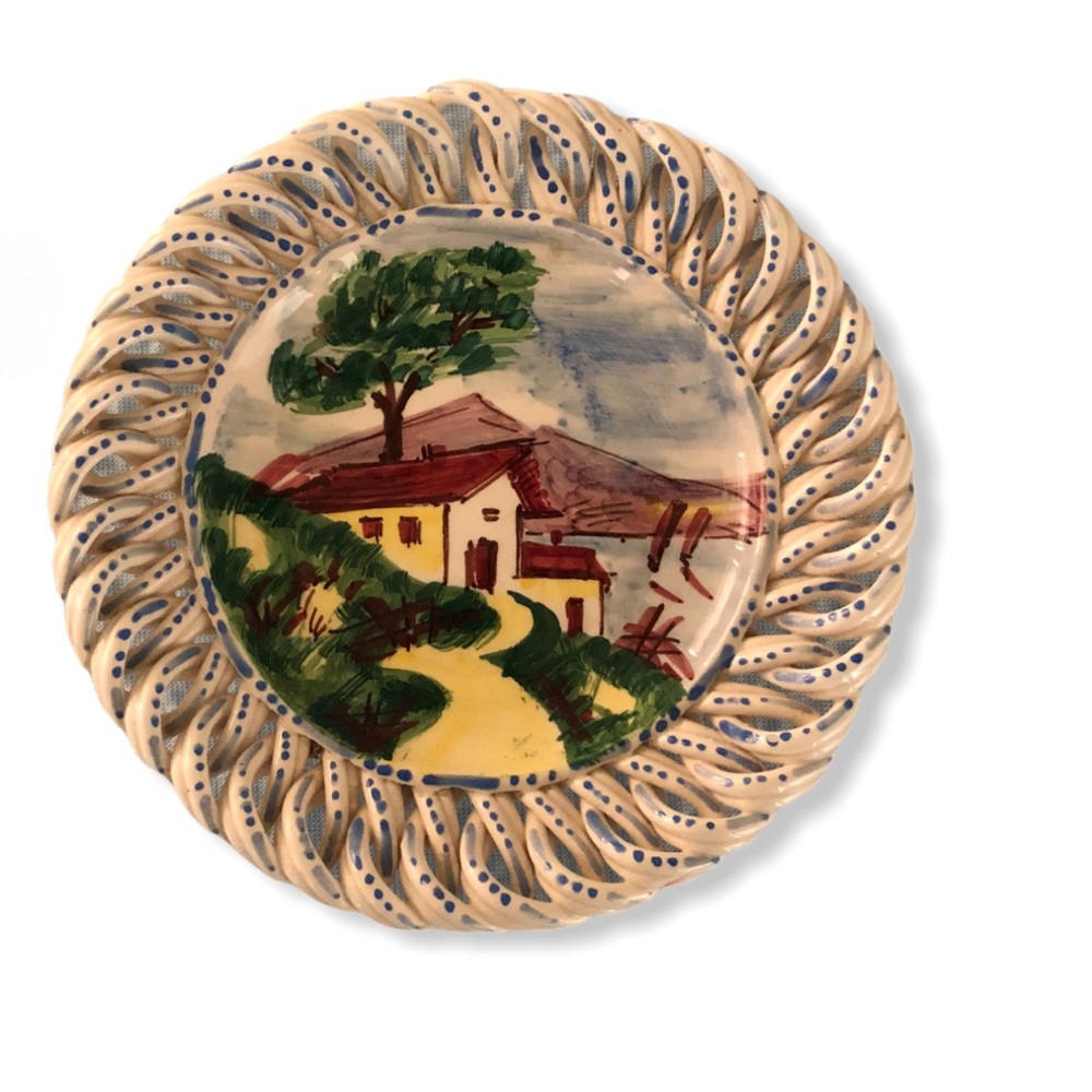 ITALY Bassano Lattice Rope Plate Hand-painted Home